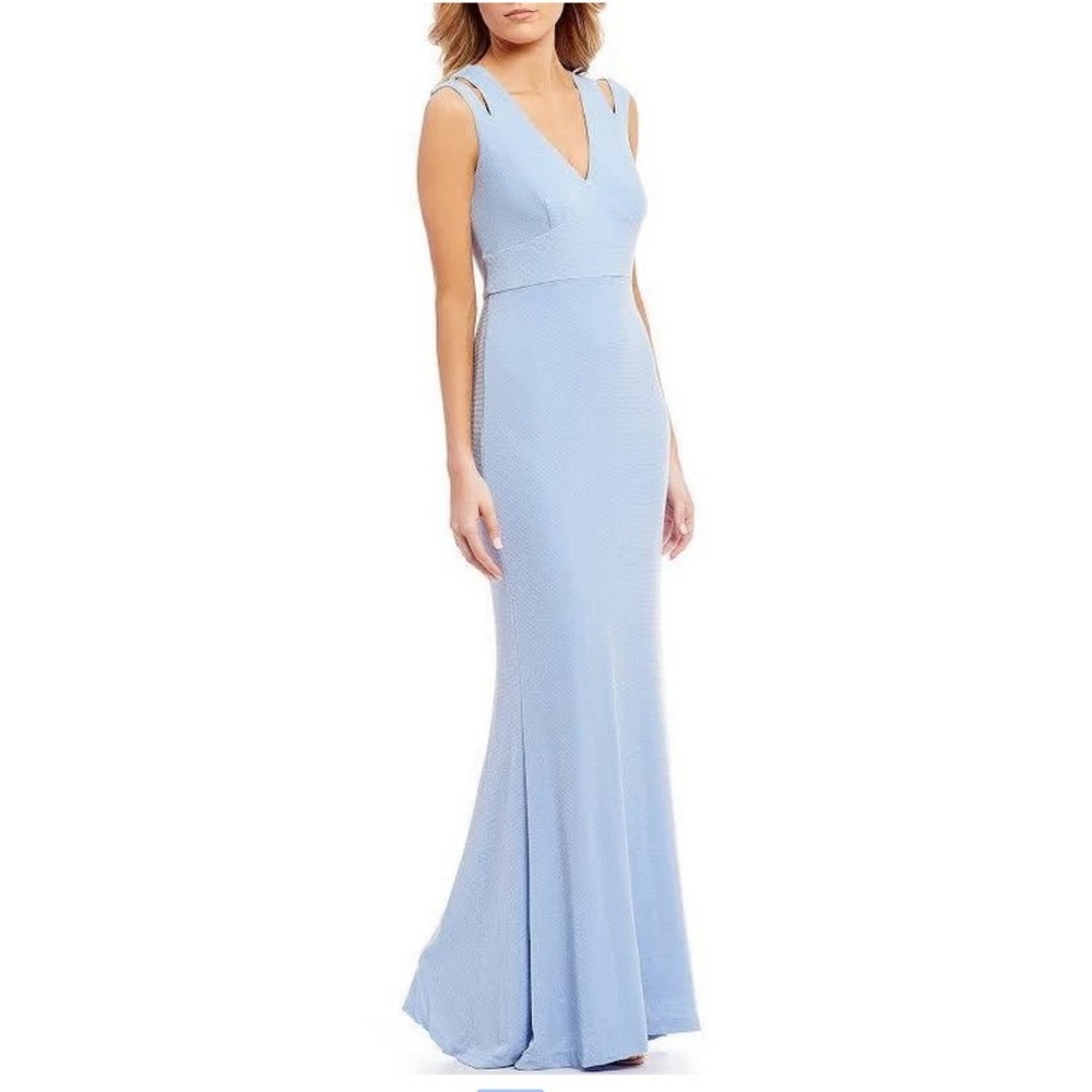 Calvin Klein Light Blue Metallic Cutout Gown - Picture 6 of 8